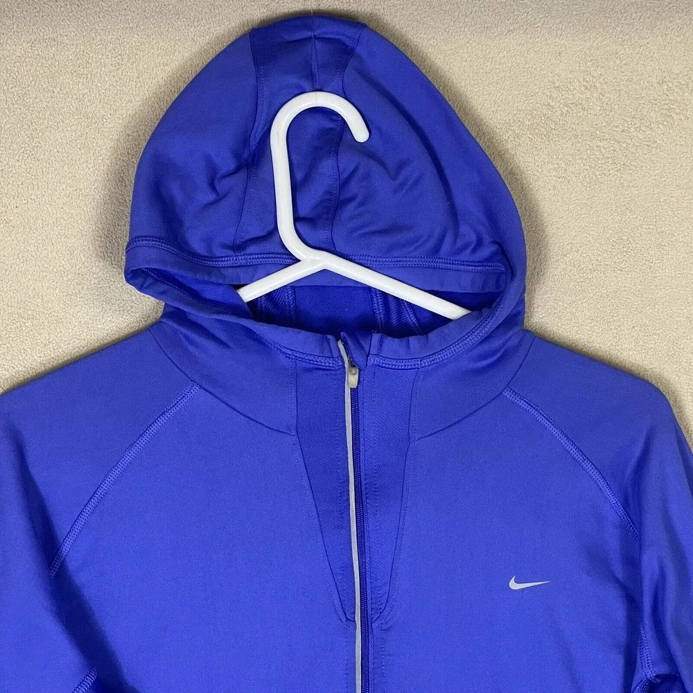 Nike Fit Womens L Hoodie Sweatshirt Blue 1/4 Zip Stretch‎